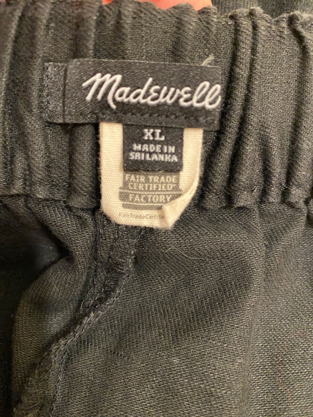 MADEWELL Clean Pull-On Shorts  Black Linen-Cotton Flat Front NJ683. Size XL - Picture 4 of 10